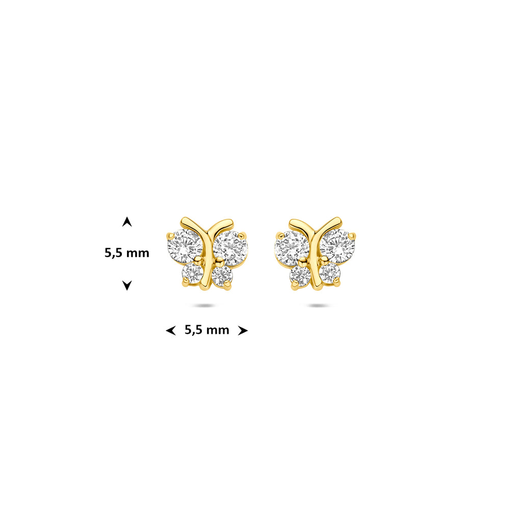 Ohrstecker Schmetterling Zirkonia 14K Gelbgold