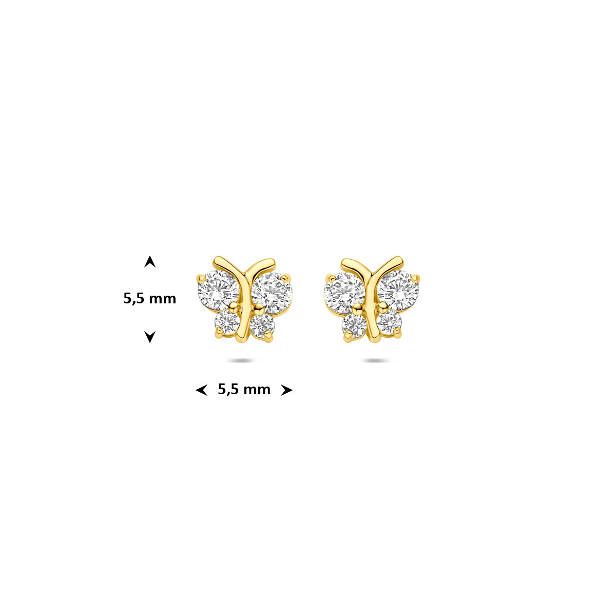 Ohrstecker Schmetterling Zirkonia 14K Gelbgold