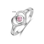 Ring Herz rosa Zirkonia rhodiniertes Silber