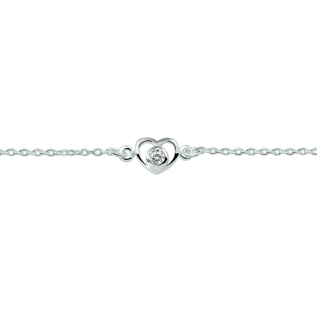 Armband Herz Zirkonia 13 - 15 cm silber weiß