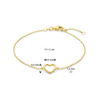 armband hart en diamant 17 + 2 cm 0.01ct h si 14K geelgoud