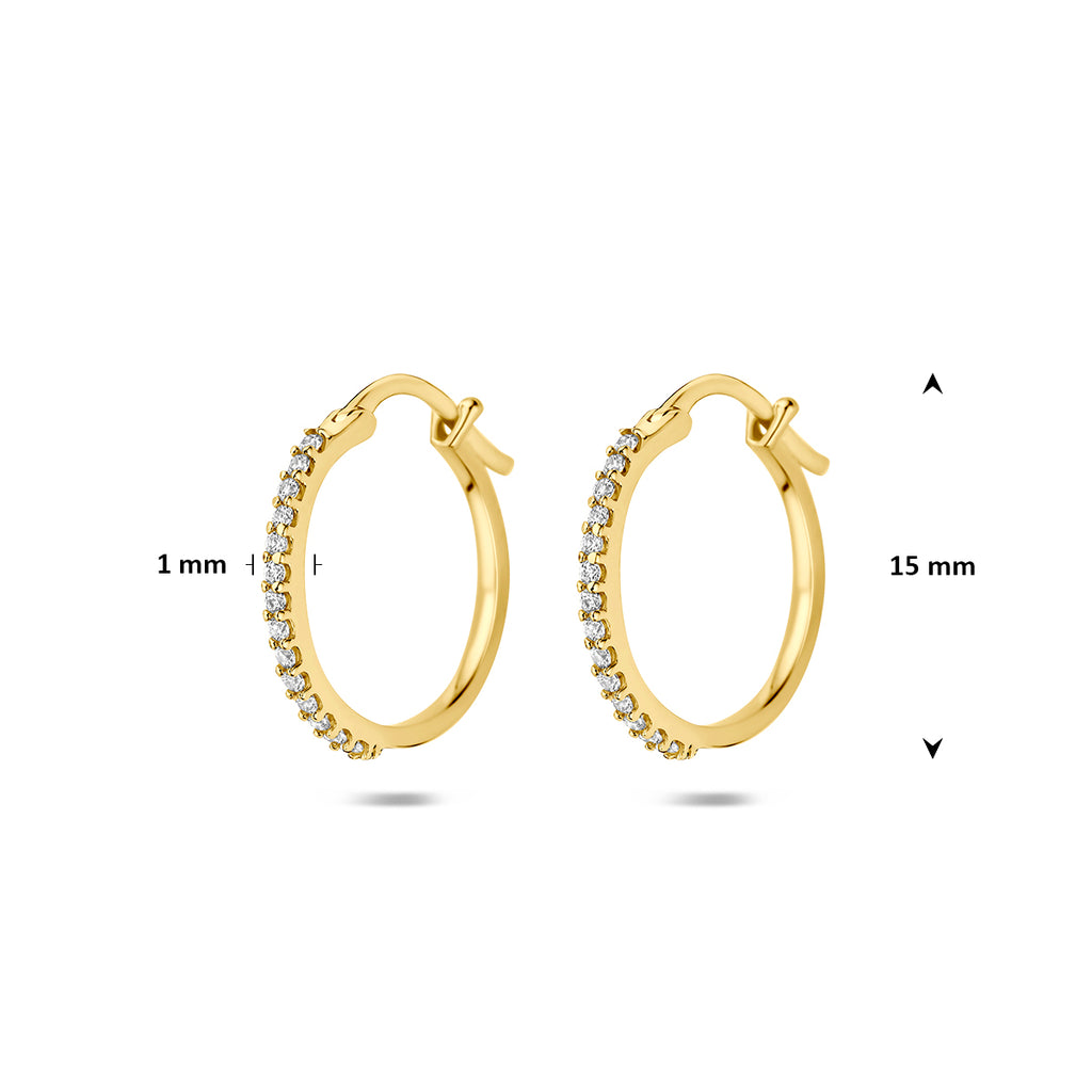oorringen zirkonia buis 1 mm 14K geelgoud