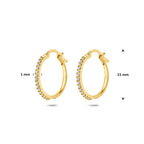 oorringen zirkonia buis 1 mm 14K geelgoud