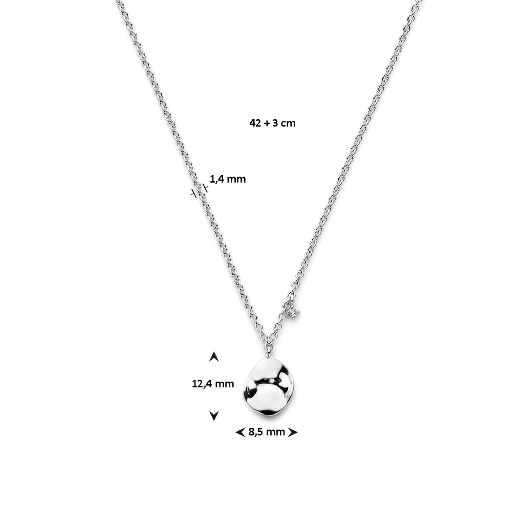Diamanthalskette 0,02 ct j p1 42 + 3 cm Silber rhodiniert
