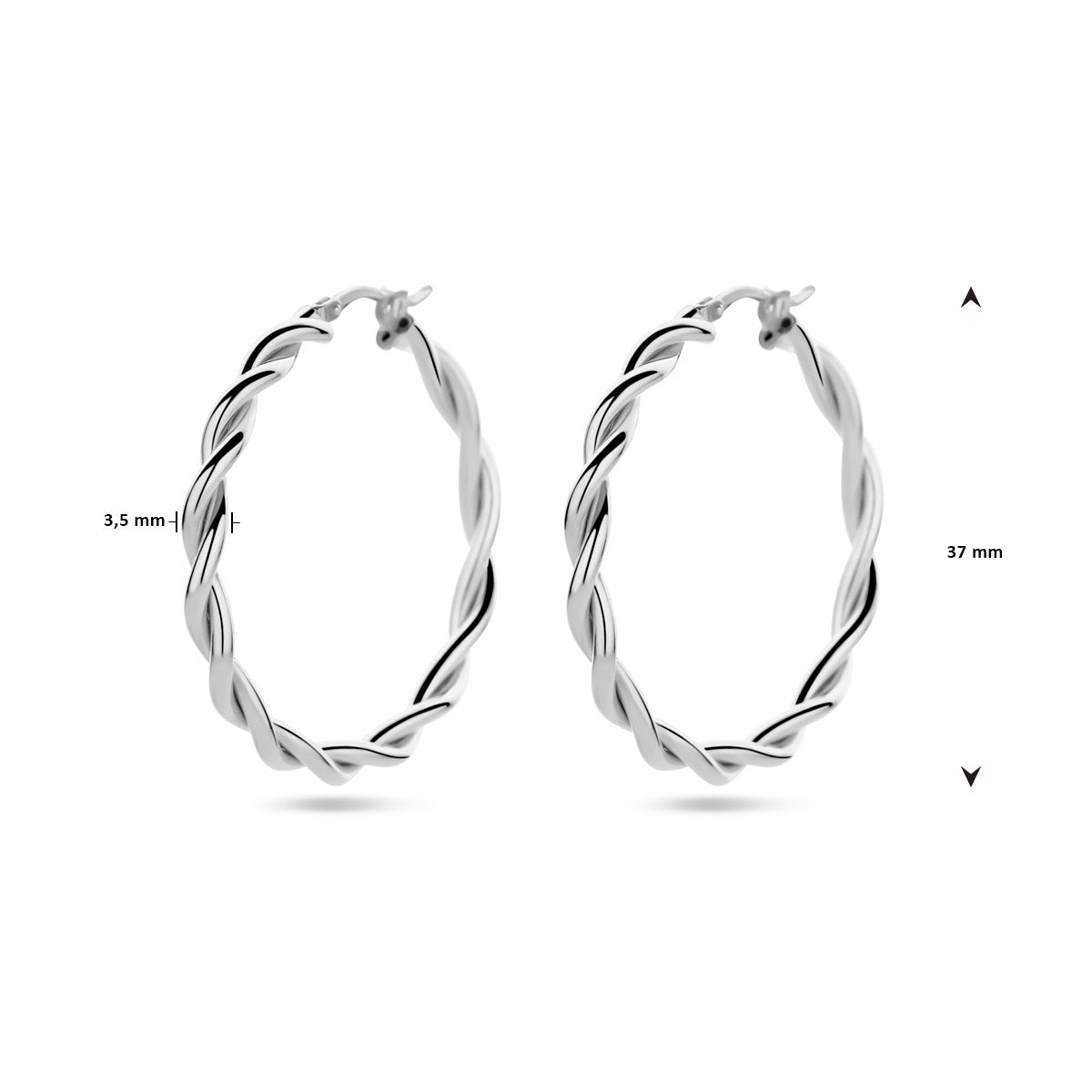 Ohrringe 3,5 mm gedrehtes Rohr, silber rhodiniert