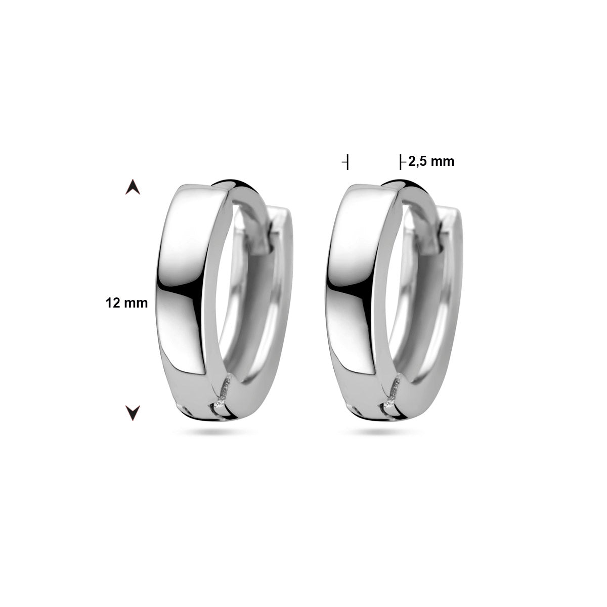 klapoorringen vlak 2,5 mm zilver gerhodineerd - vlak