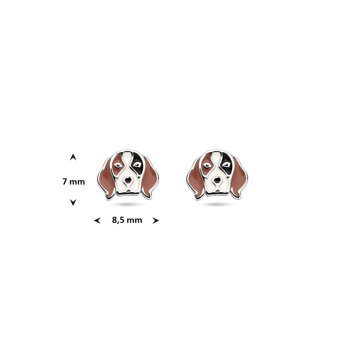 Ohrstecker Emaille Hund 7 mm Silber rhodiniert