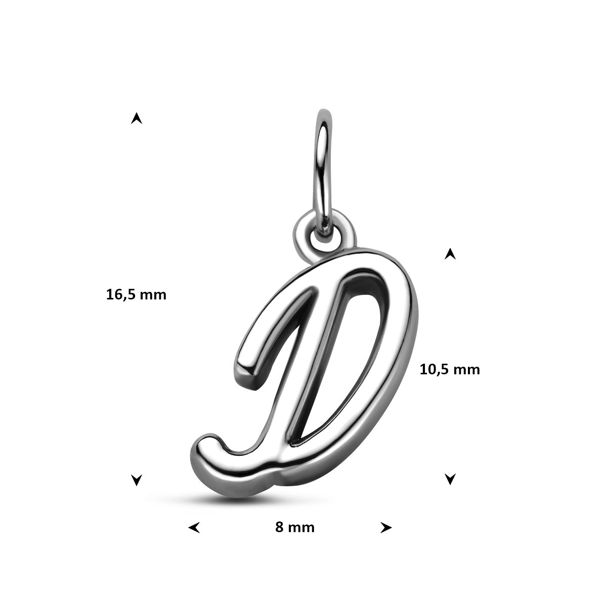 hanger letter zilver gerhodineerd