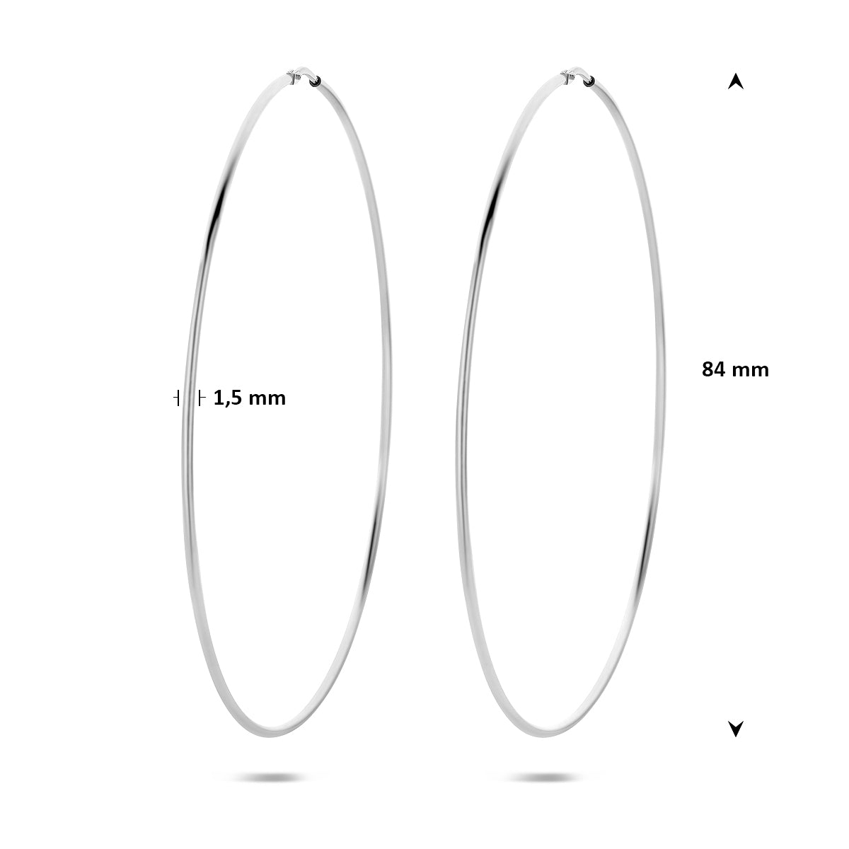 oorringen 1,5 mm ronde buis zilver wit