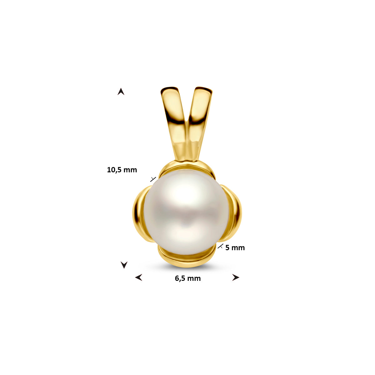 hanger bloem parel 14K geelgoud