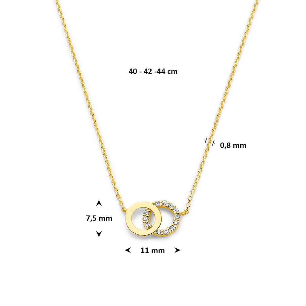 9k collier zirkonia 40 - 42 - 44 cm 9K geel