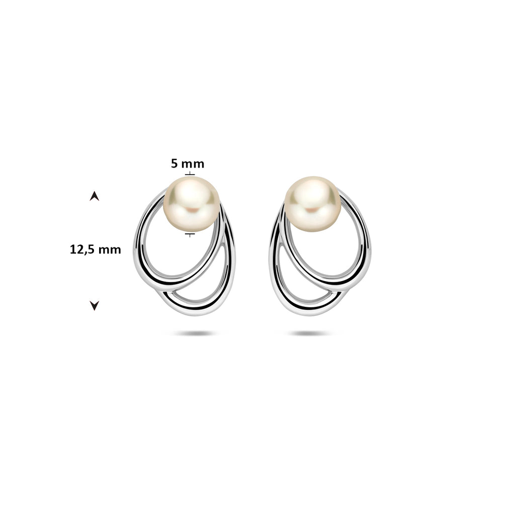 Ohrstecker Perle 12,5 mm Silber rhodiniert