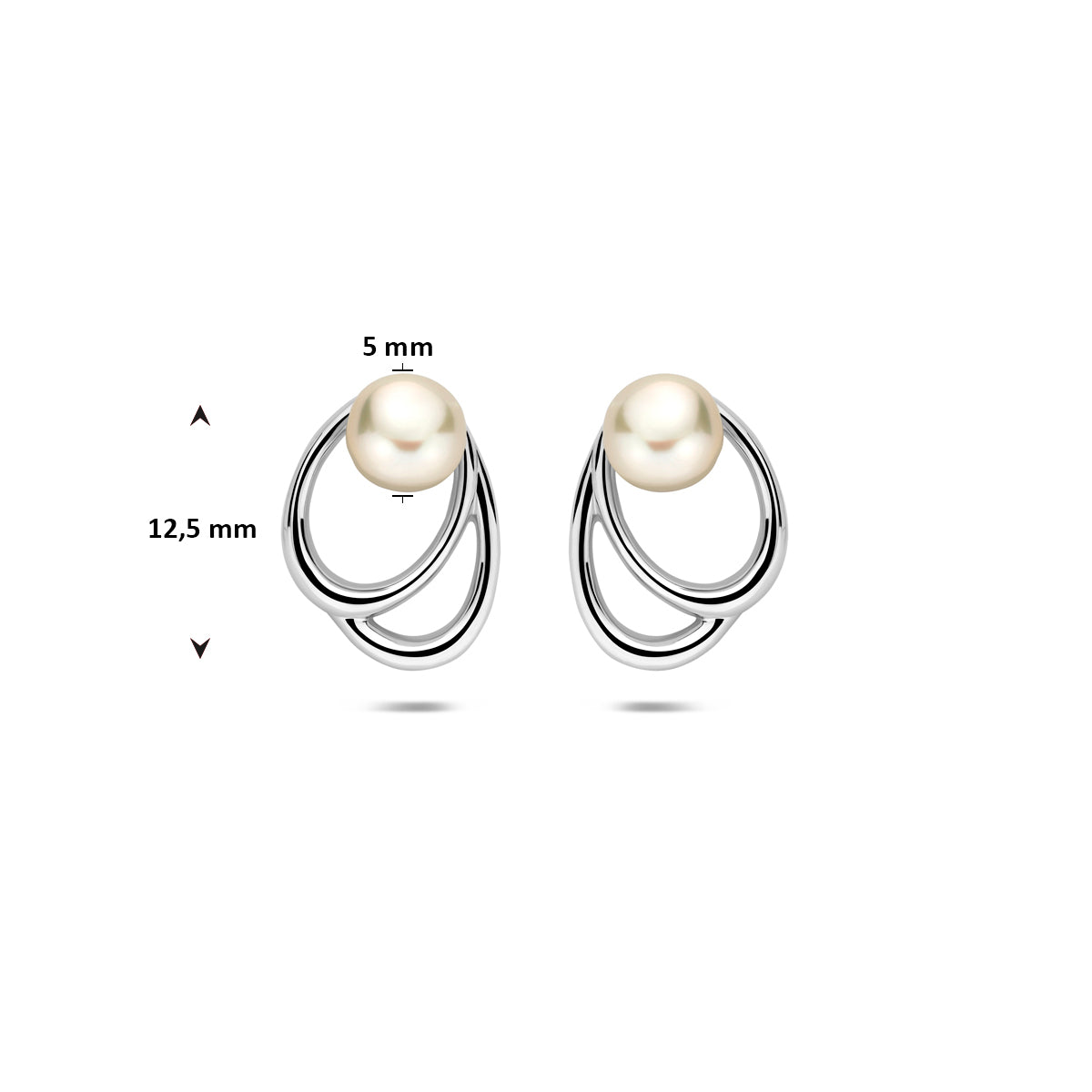 Ohrstecker Perle 12,5 mm Silber rhodiniert