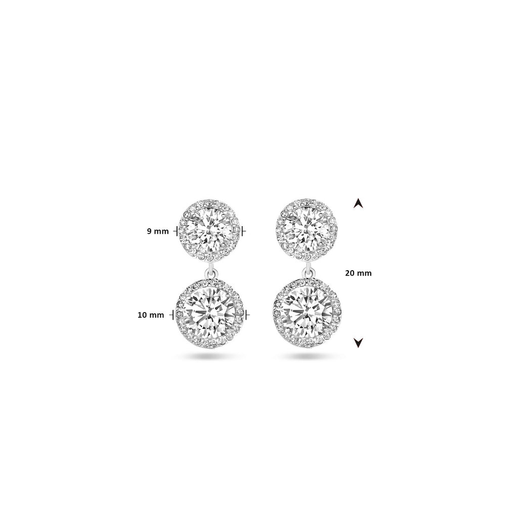 Ohrhänger Zirkonia 20 mm Silber rhodiniert