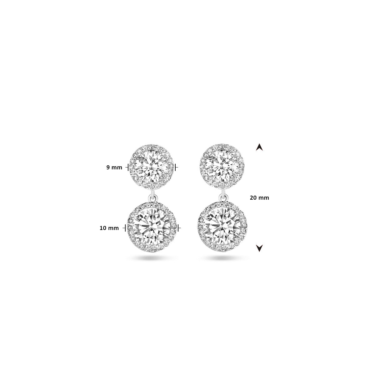 Ohrhänger Zirkonia 20 mm Silber rhodiniert