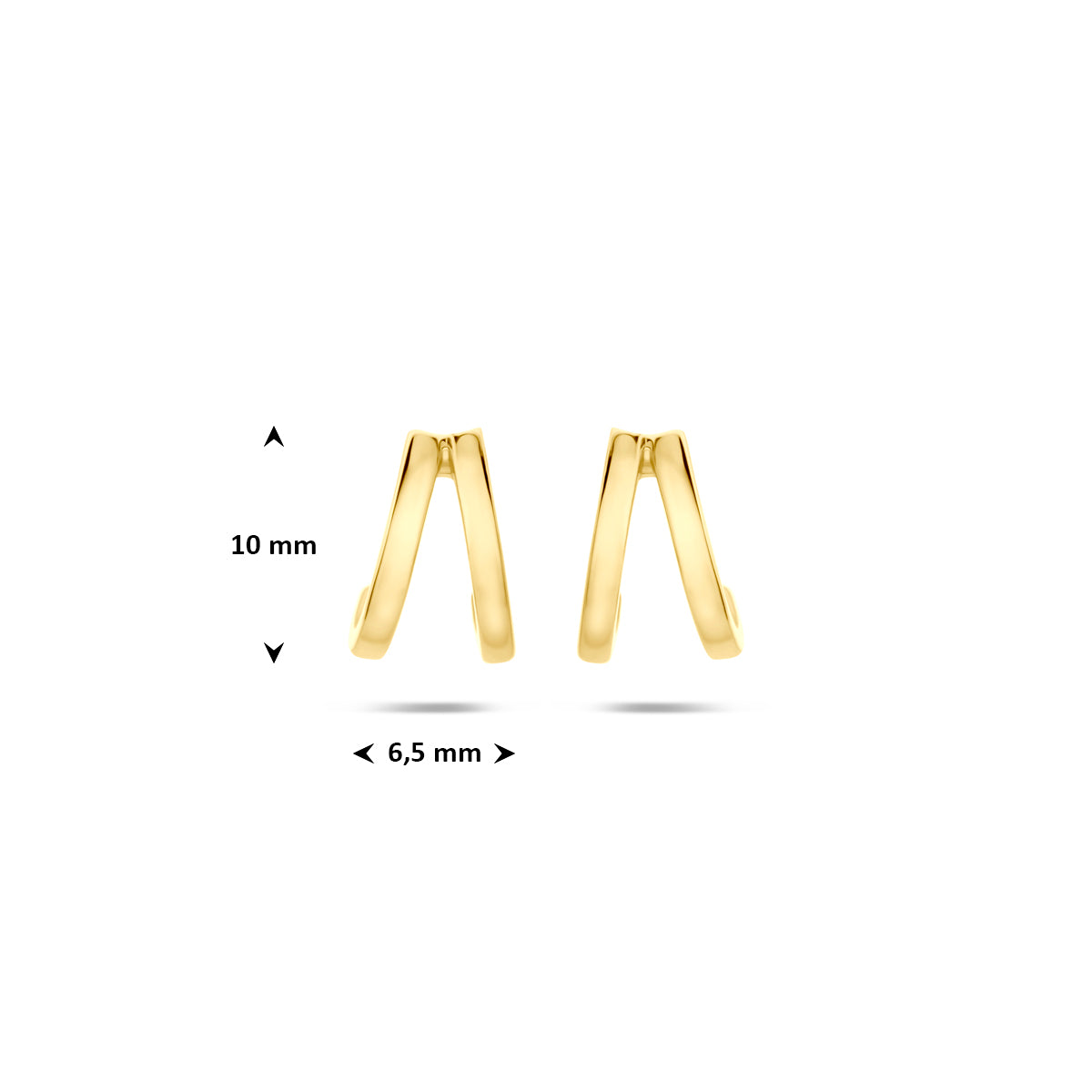 stekeroorringen 10 mm 1 micron zilver verguld (geel)
