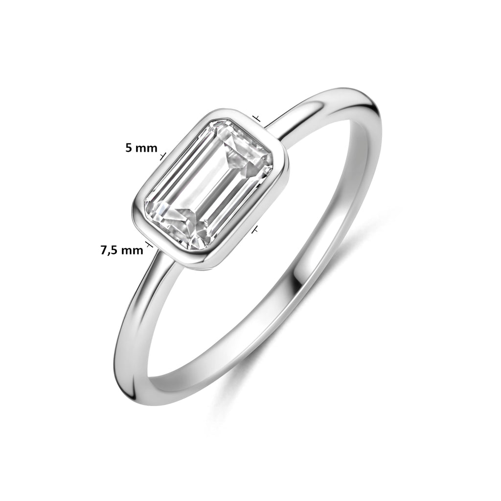 ring zirkonia zilver gerhodineerd