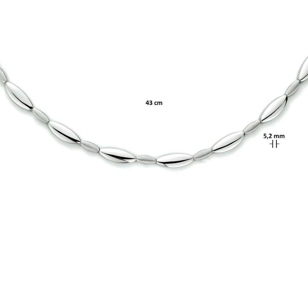 Halskette 5,2 mm 43 cm poly/mattsilber rhodiniert