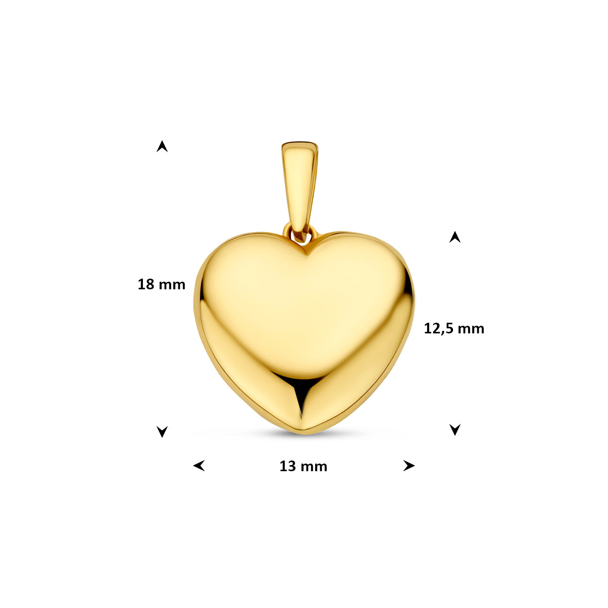 Anhänger Herz 18 mm 14 K Gelbgold