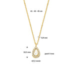 collier zirkonia en parel 41 - 43 - 45 cm 14K geelgoud