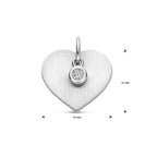 Gravuranhänger Herzchen poliert/matt Zirkonia 15 mm rhodiniertes Silber