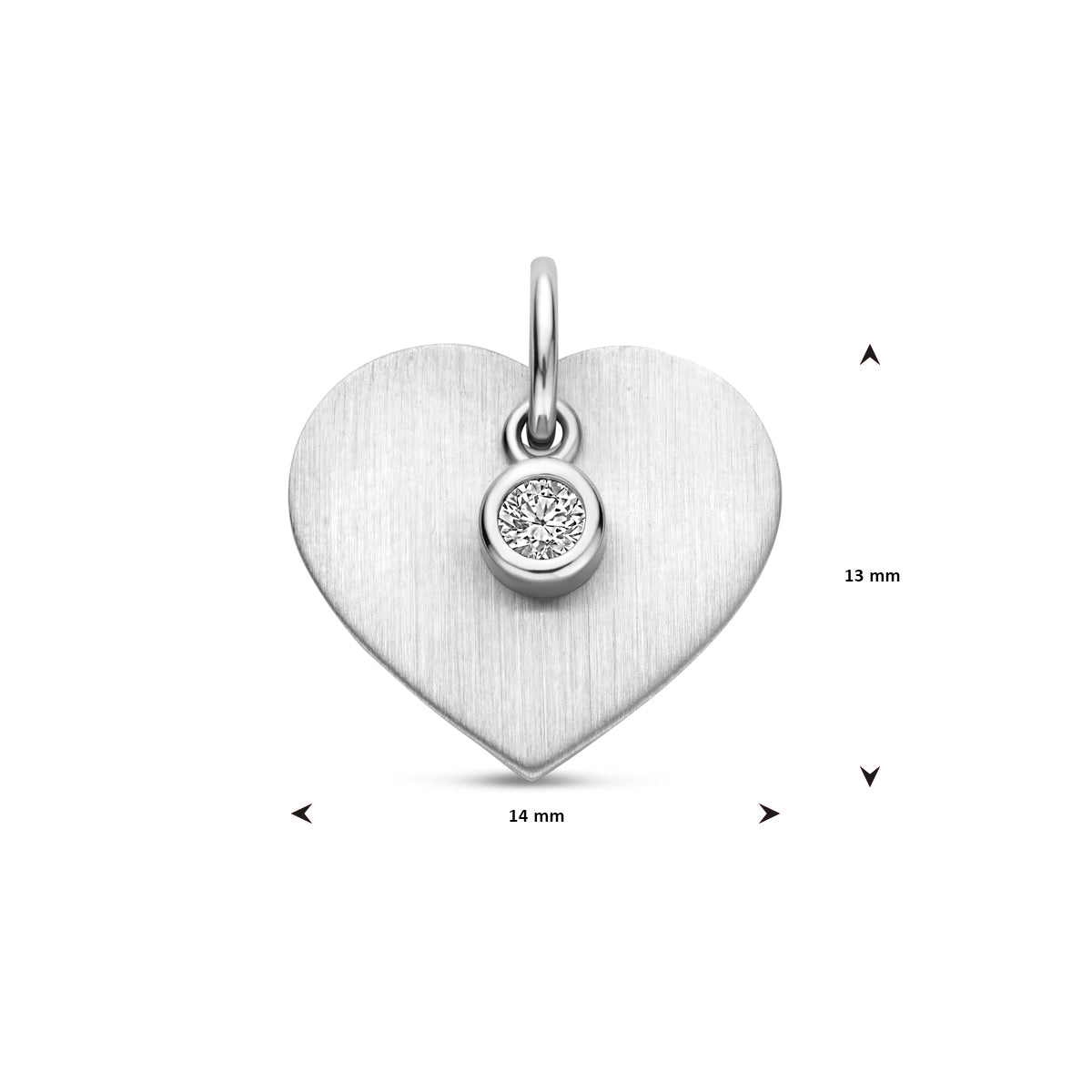 graveerhanger hartje poli/mat zirkonia 15 mm zilver gerhodineerd