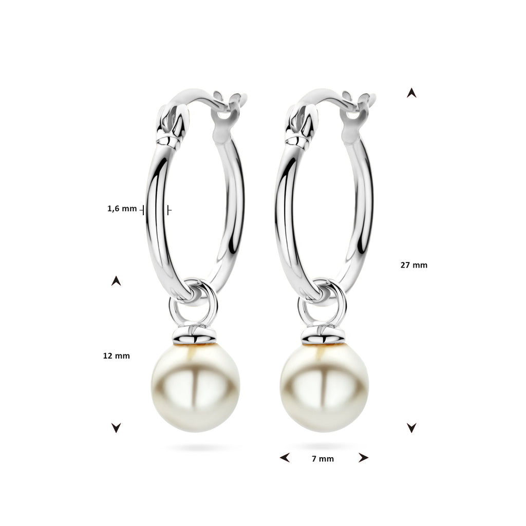 oorringen synth. parel 27 mm zilver gerhodineerd
