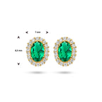 Ohrstecker grüner und weißer Zirkonia Halo 14K Gelbgold