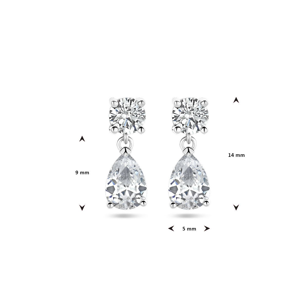 oorhangers zirkonia zilver gerhodineerd