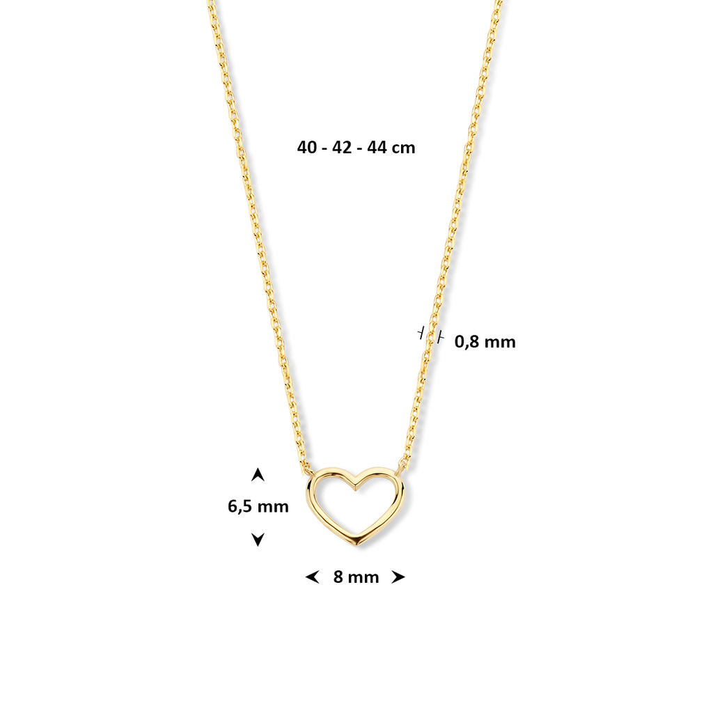 Halskette Herz 40 - 42 - 44 cm 14K Gelbgold