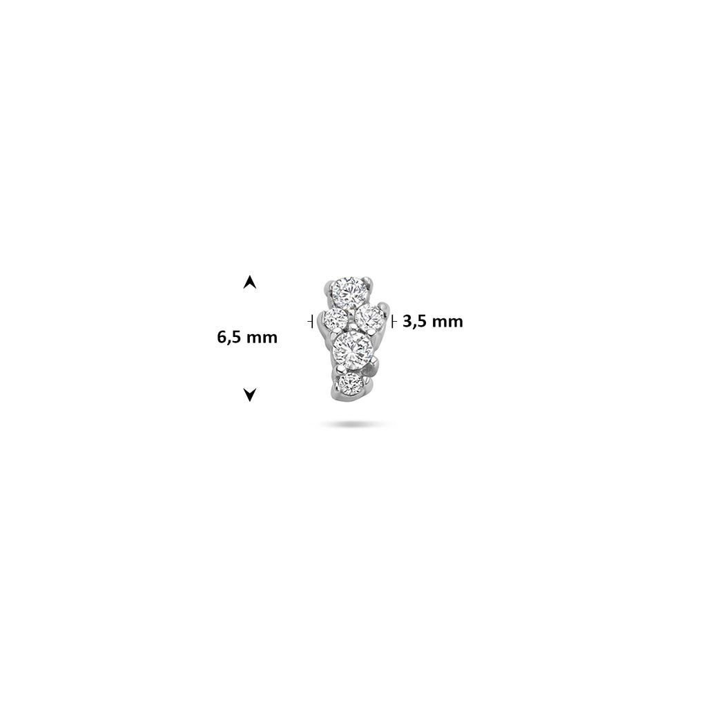 Flat Back Piercing Zirkonia 6,5 mm Silber rhodiniert