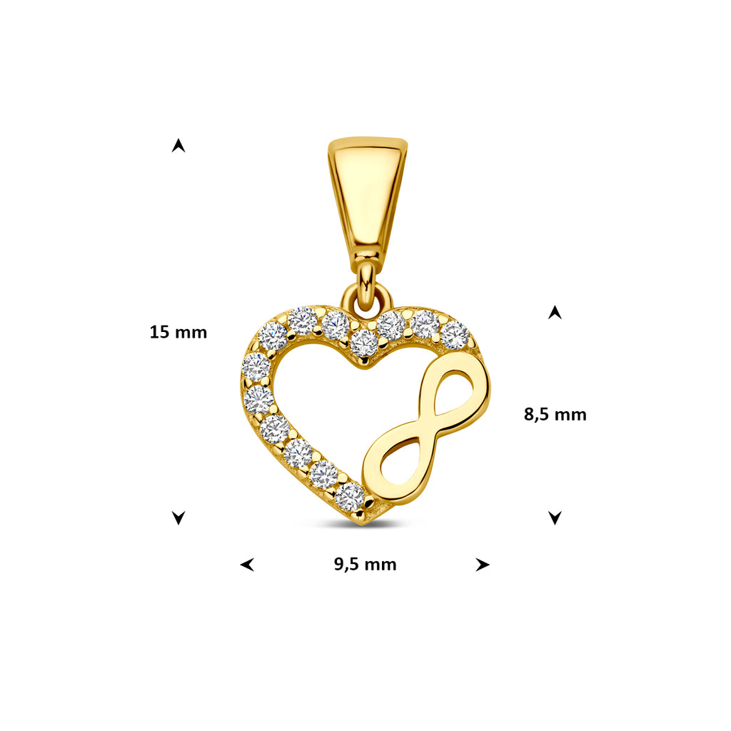 9k hanger hart zirkonia en infinity 8,5 mm 9K geel