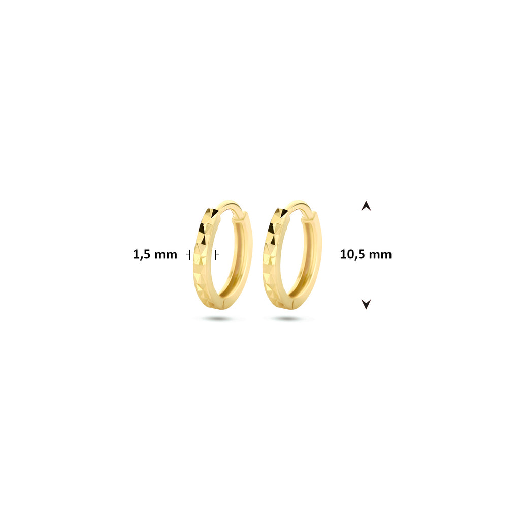 klapoorringen gediamanteerd 10,5 mm 14K geelgoud