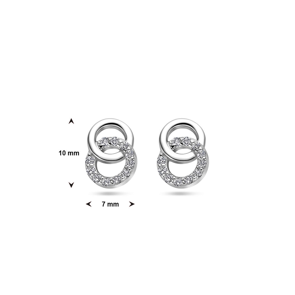 Ohrstecker rund Zirkonia 10 mm rhodiniertes Silber