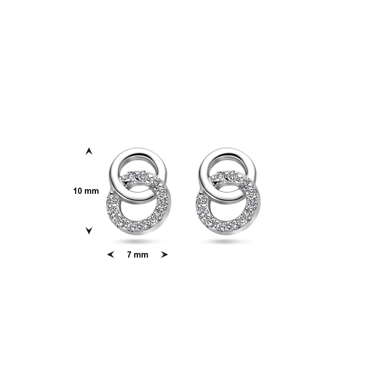 Ohrstecker rund Zirkonia 10 mm rhodiniertes Silber