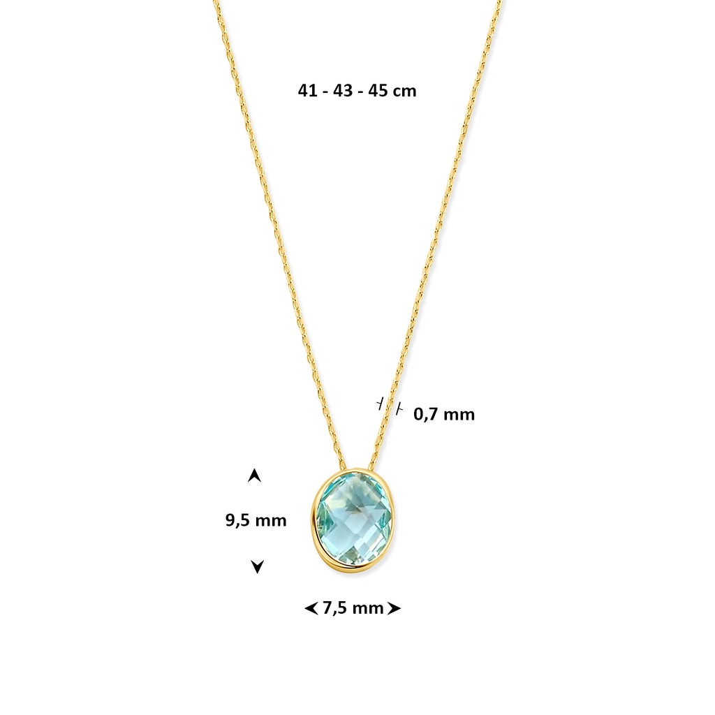 Collier blauer Topas 41 - 43 - 45 cm 14K Gelbgold