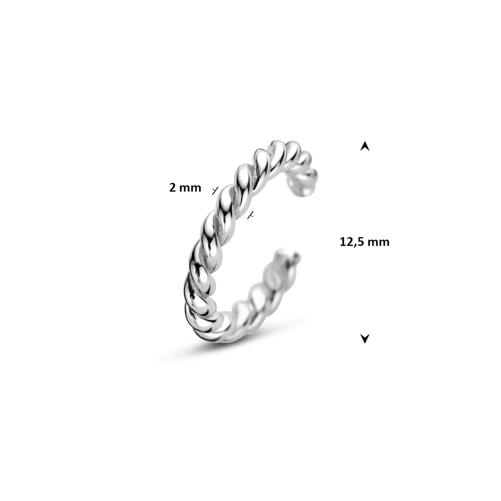 ear cuff gedraaid 12,5 mm zilver gerhodineerd