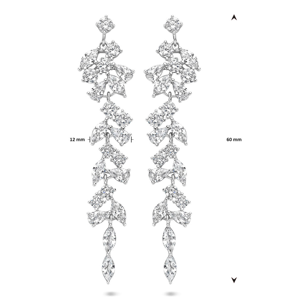 oorhangers zirkonia 60 mm zilver gerhodineerd