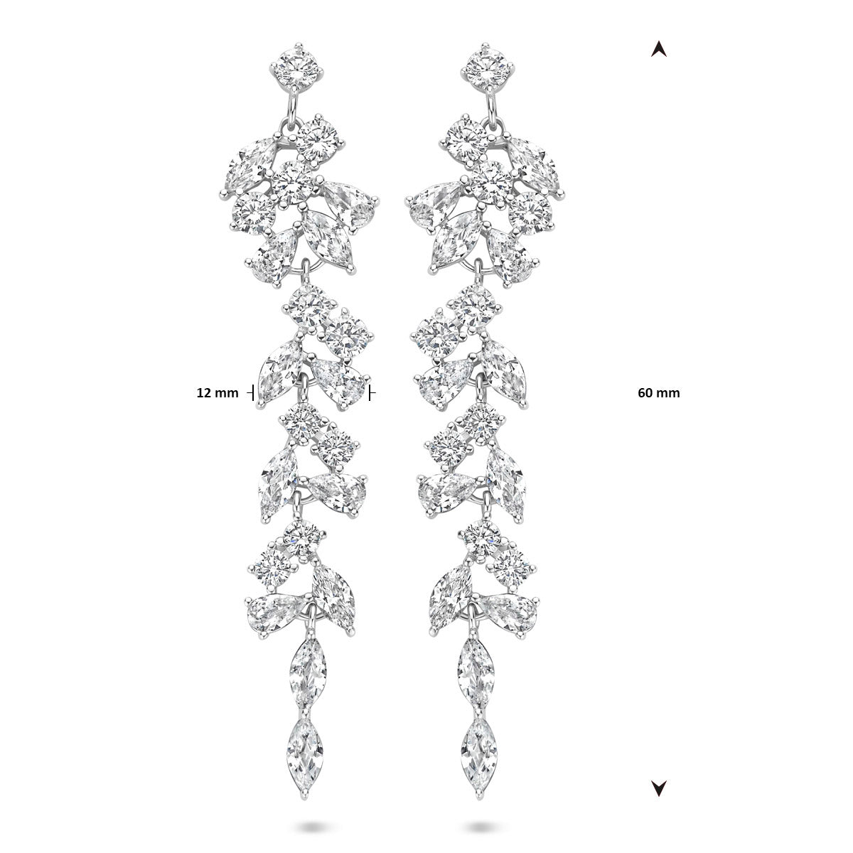 oorhangers zirkonia 60 mm zilver gerhodineerd