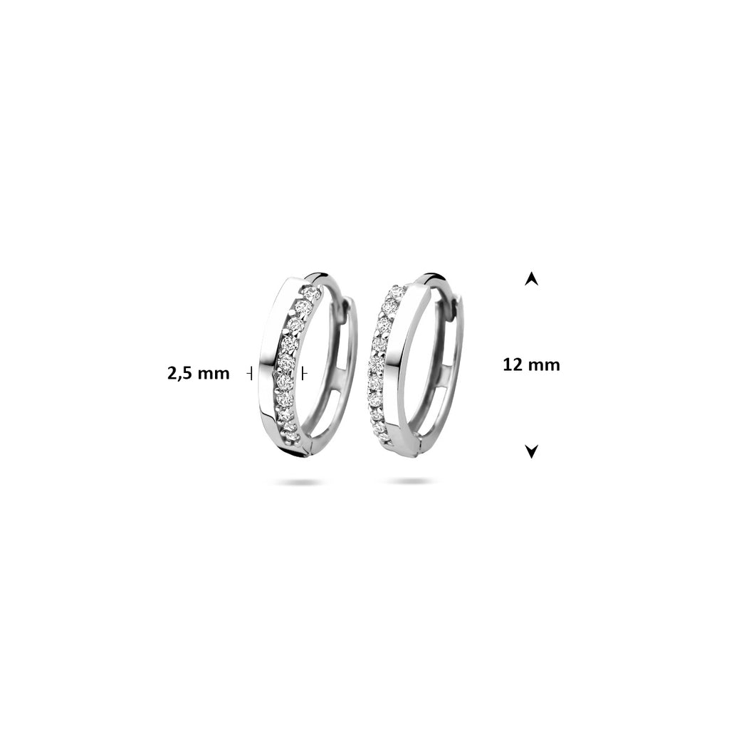 klapoorringen zirkonia 14K witgoud