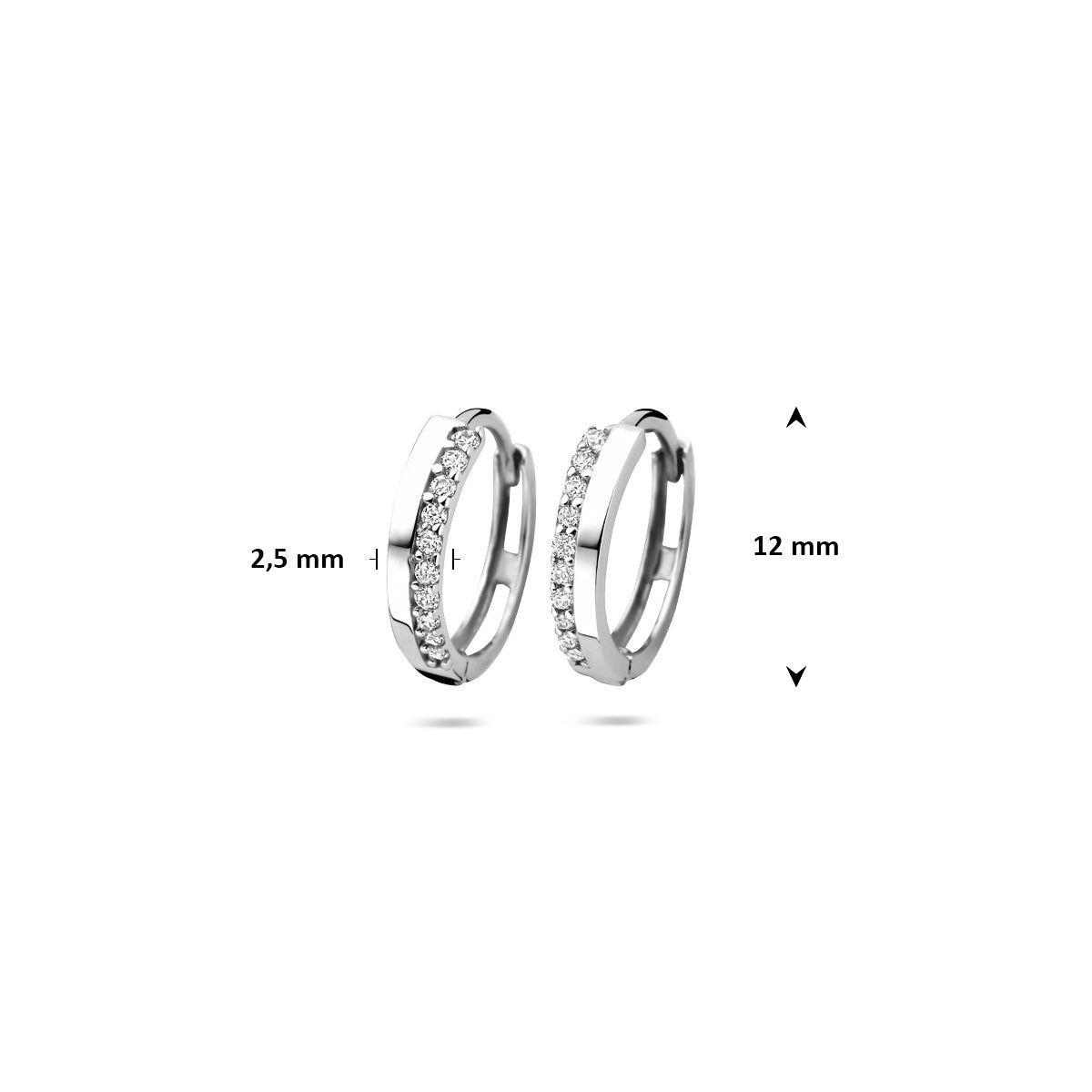 klapoorringen zirkonia 14K witgoud
