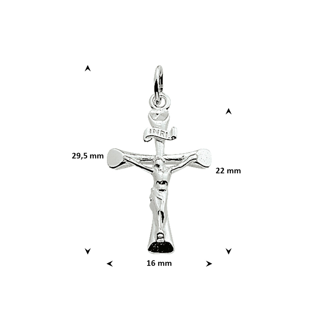 Anhänger Kreuz und Korpus 22 mm Silber weiß