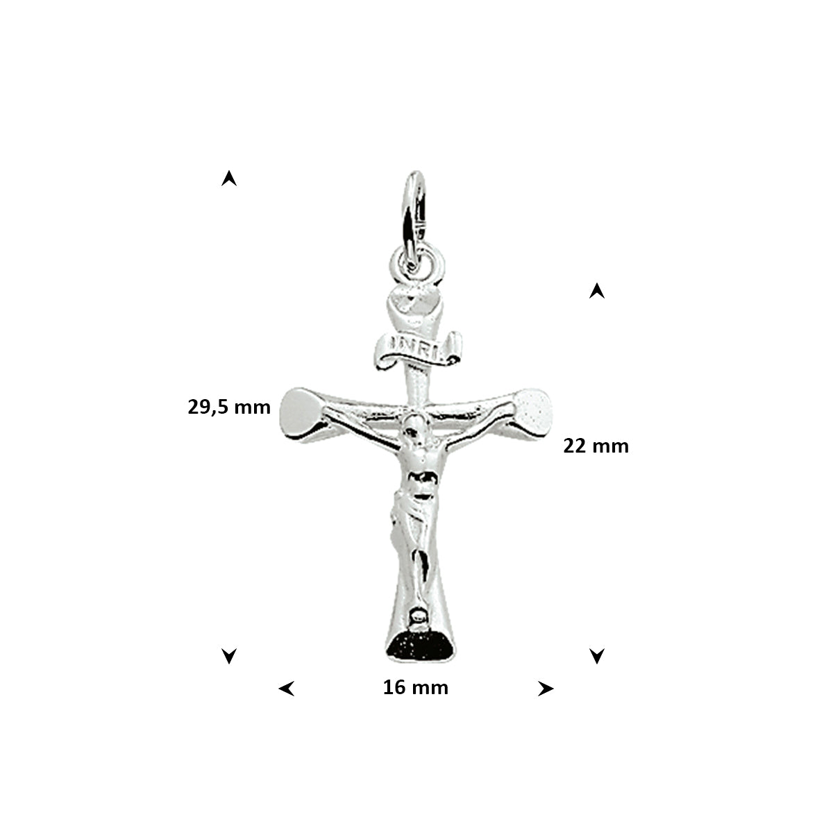 Anhänger Kreuz und Korpus 22 mm Silber weiß
