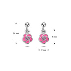oorhangers bloem zirkonia emaille zilver gerhodineerd
