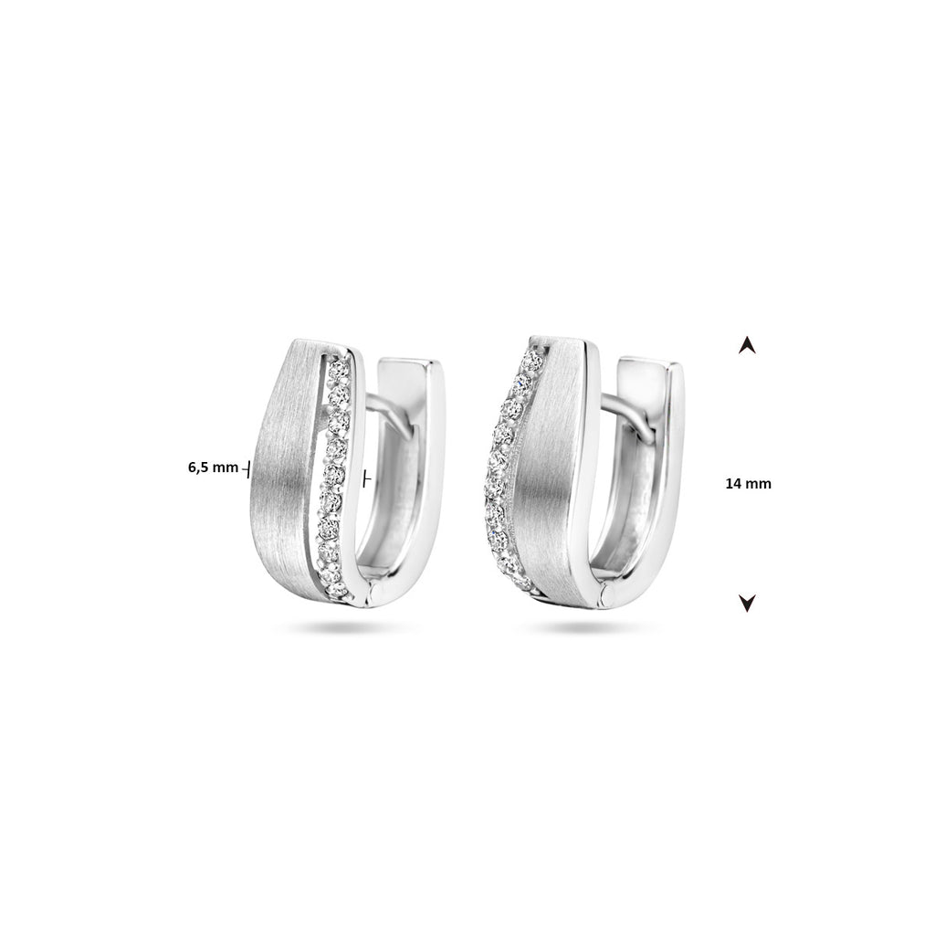klapoorringen zirkonia 14 mm poli/mat zilver gerhodineerd