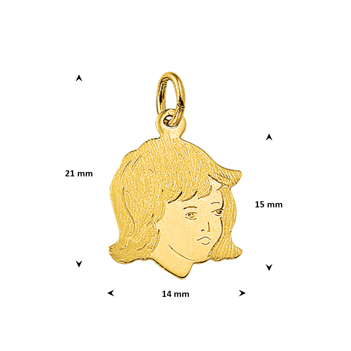 hanger meisje poli/mat 15 mm 14K geelgoud