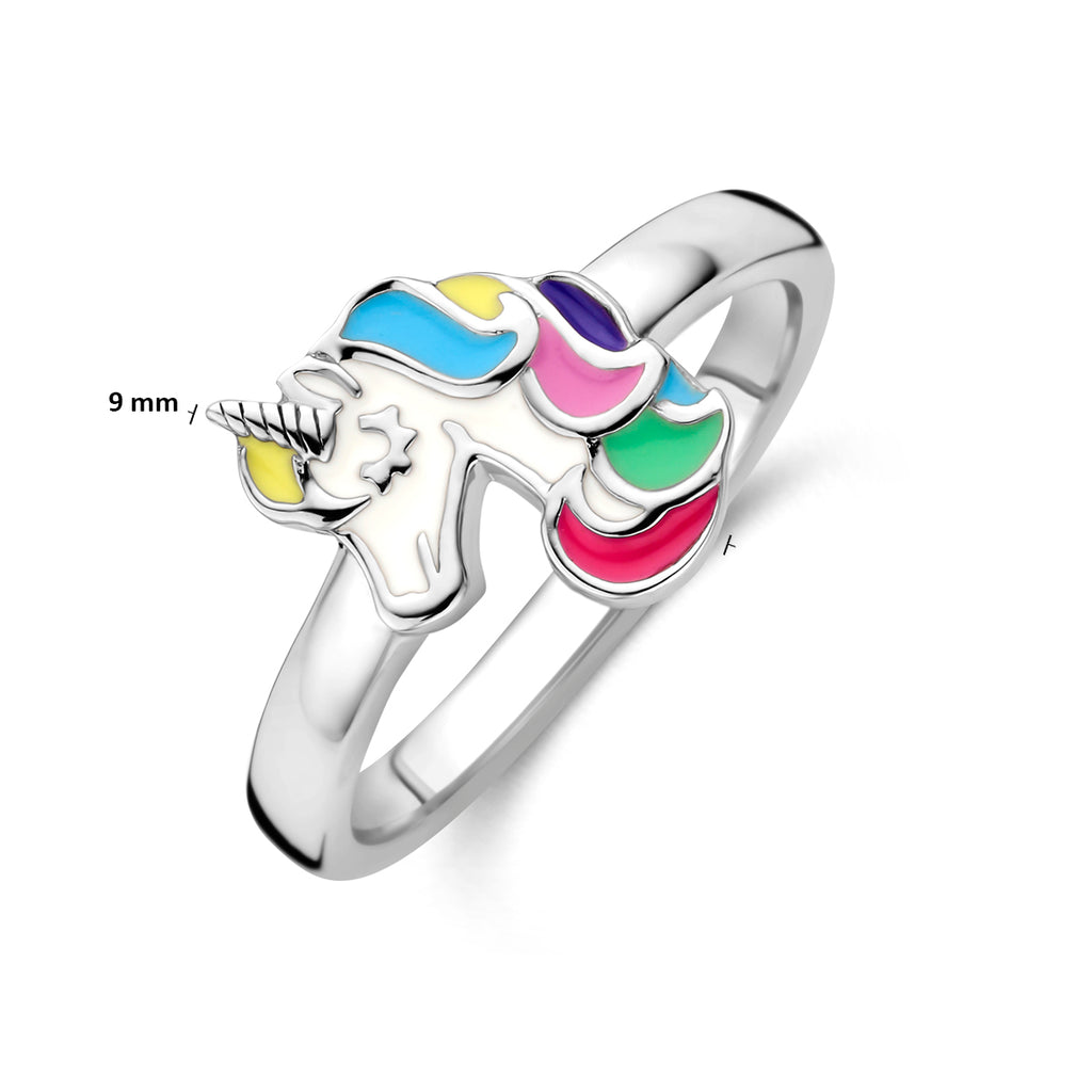Ring Einhorn Emaille Silber rhodiniert