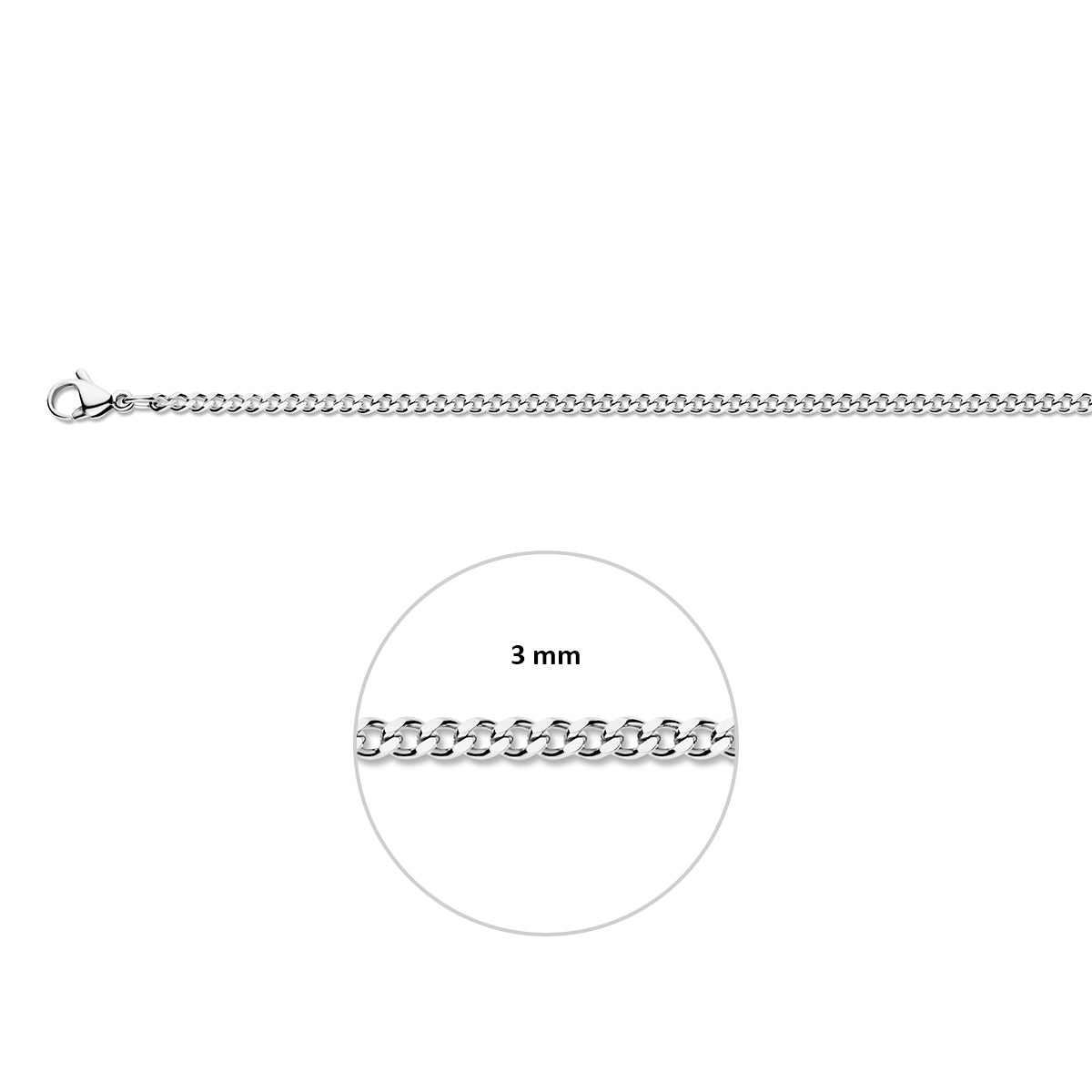 gourmette geslepen 3,0 mm edelstaal