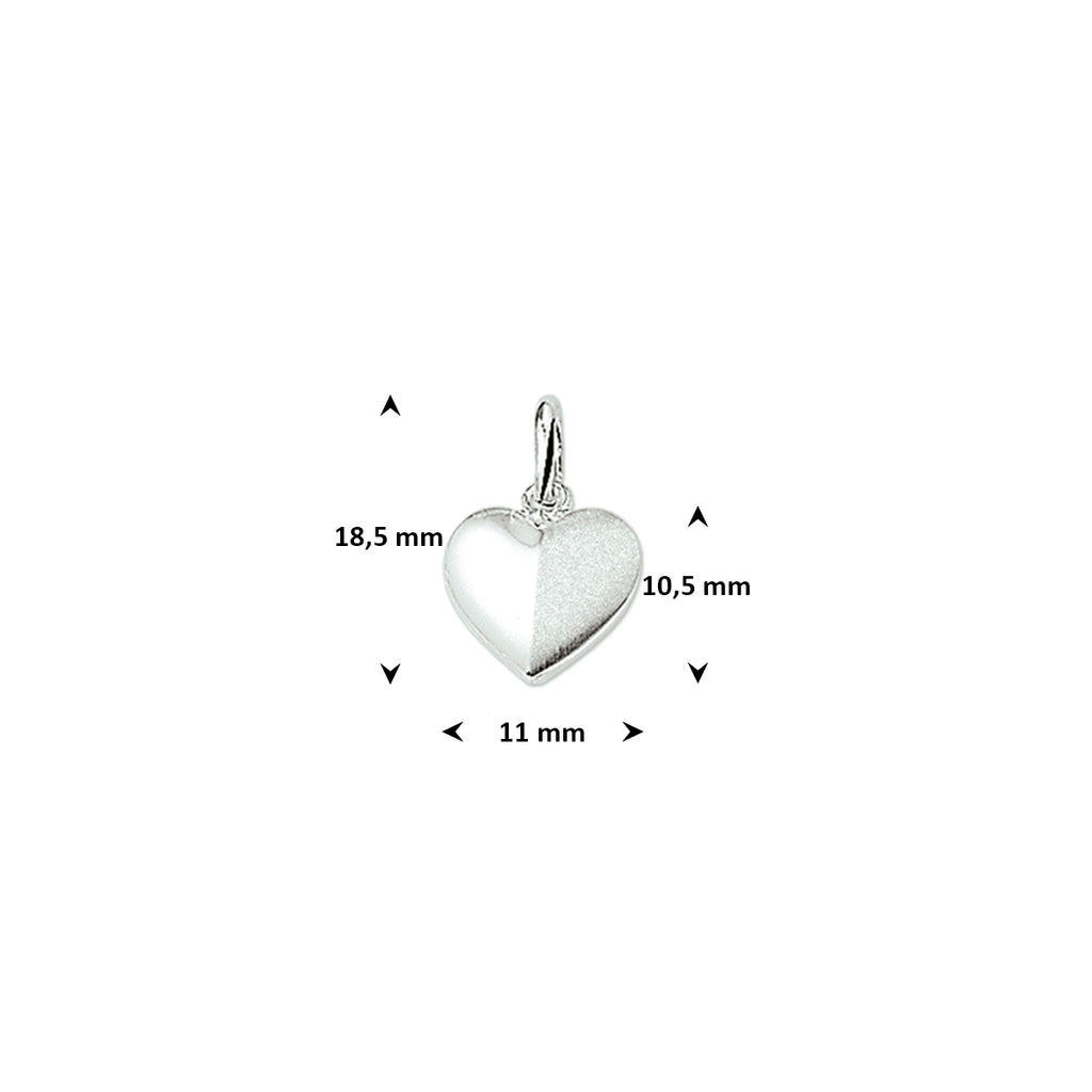 hanger hart poli/mat zilver gerhodineerd
