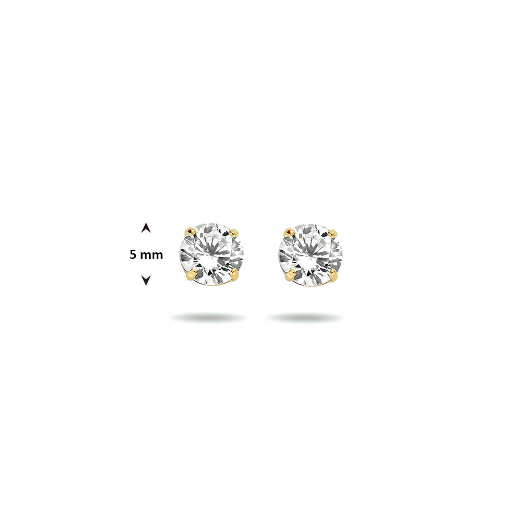 9k oorknoppen zirkonia 9K geel